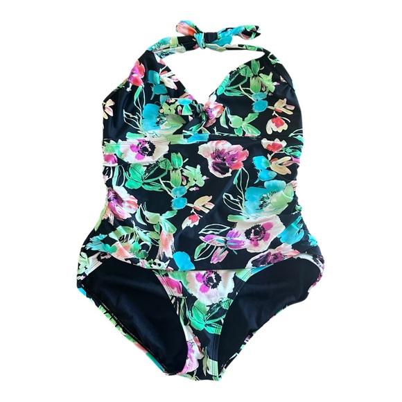 Catalina One piece floral black bathing suit Women’s size‎ medium - Picture 1 of 7